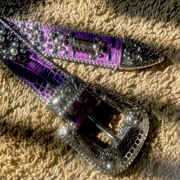 Exclusive purple croc BB Simon belt